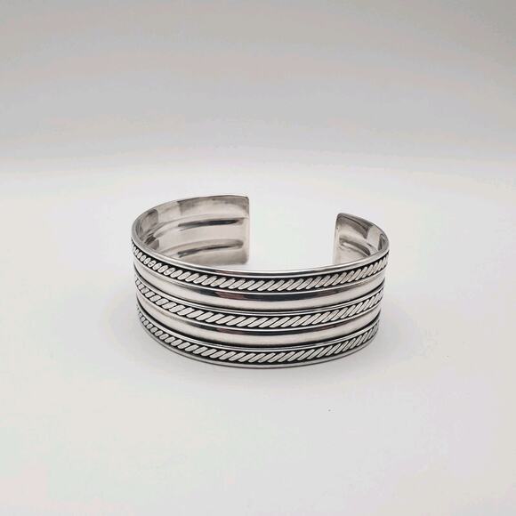 Unbranded Jewelry - Vintage Sterling Silver Twisted Rope Cable 1” Wide Cuff Bracelet Men’s Women’s